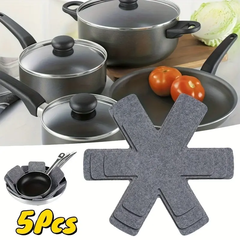5-Piece Pot Protect Set, Stackable Anti-Scratch Pot Separator Pads, Non-Slip Pot Divider Pads, Stackable Pot Protectors For Effective Protection And Isolation Of Cookware, Coasters