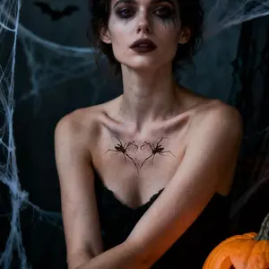 6 Sheets Hollywood Horror SFX Makeup Tattoo Set Scar Spider Vampire Wound Skull Durable Hyper-Realistic Effects for kids, adult, girls and boys, men and women