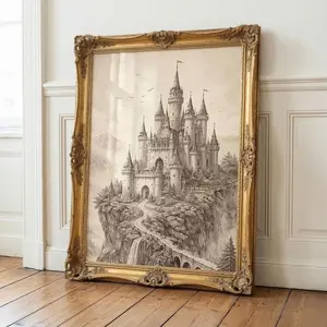 Cottagecore Fairytale Castle Sketch Wall Art Kids Room Decor 8