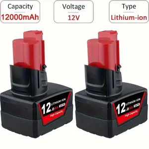 2 Packs 12.0Ah M12 Battery Compatible with M12 Lithium-ion Battery 48-11-2440 48-11-2402 48-11-2411 M12 Cordless Tools