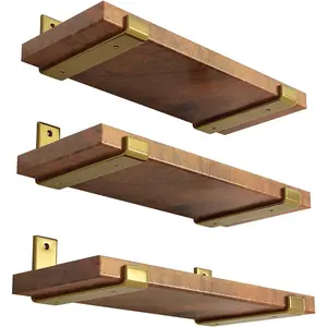 8 inch Shelf Bracket for DIY Floating Shelf, 1/5 inch Thick Duty Bracket, 6 Pack, Golden