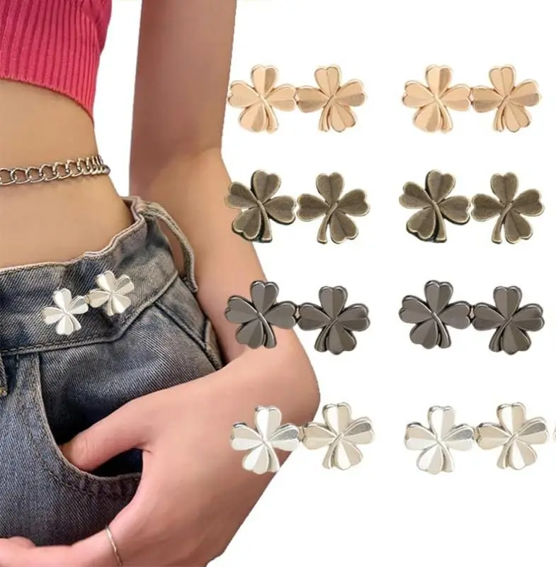 Durable Metal Jeans Buttons (10 Sets) - Tool-Free Adjustable Detachable Safety Pins, Pant Waist Tightener Buckles for Loose Jeans, Shorts, Coats - No-Sew Sewing Accessories for All Ages