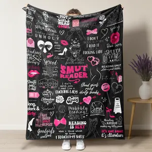 Summervibes Spicy Book Lover Flannel Blanket, Sassy Romance Reader Quote Collage, Ultra Soft Throw for Book Fans