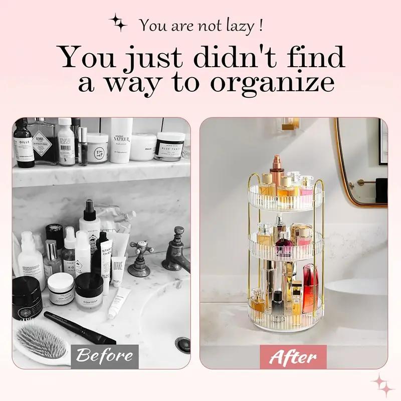 Mothers Day Gift 3Tier Kitchen Spice Rack Countertop Organizer Multifunctional Rotating Tray Desktop Storage for Cosmetics Makeup Seasoning Jars 360 Rotating Space Saving Multi Scene Use for Home Kitchen Vanity Bathroom