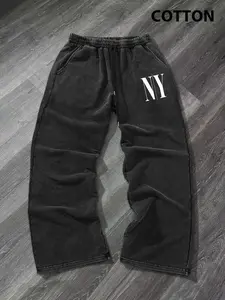 Men's Regular Fit Striped & Star Print Patchwork Sweatpants, Casual Comfy Jogger Pants for Spring & Fall, Men's Trousers for Daily Wear