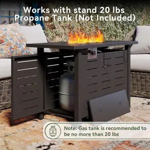 【1 Packages Shipping】Aoxun 28/40/44 Inch Outdoor Propane Fire Pit - 50,000 BTU Gas Fire Pit Table with Lava Rocks, Patio Heater Rectangle Fire Table with Removable Lid & Waterproof Cover for Deck, Backyard, Garden, Black-10