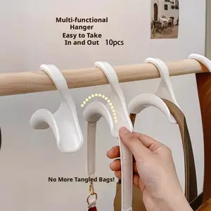 10-Pack Bag Hooks, Invisible Hook Japanese Arched Bag Rack, Jewelry Holder, Entryway Hat Scarf Organizer, No Trace Hooks