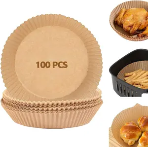 Air Fryer Disposable Paper Liner 100pc- 6.3inch Round Non-Stick Parchment Paper Liners, Oil-proof, Water-proof Cooking Baking Roasting Filter Paper for Air Fryers Basket, Microwave Oven, Frying Pan