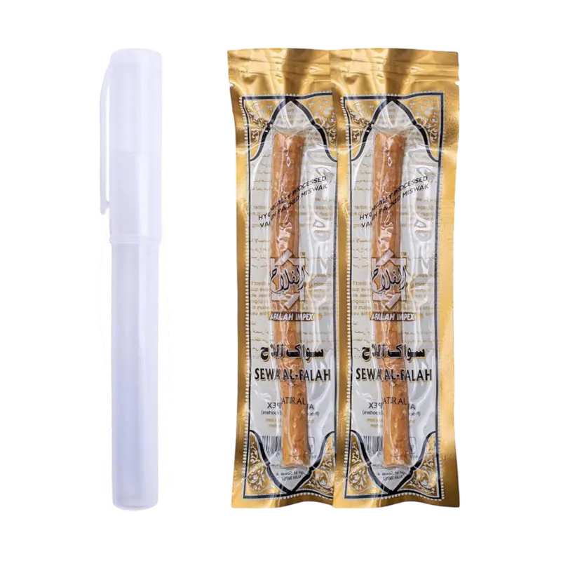 (2 Pack with Holder) Sewak Al-Falah Miswak Natural Toothbrush Stick Oral Daily Comfort