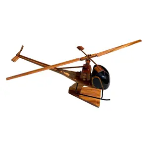 H23 Hiller Mahogany Wood Desktop Helicopter Model