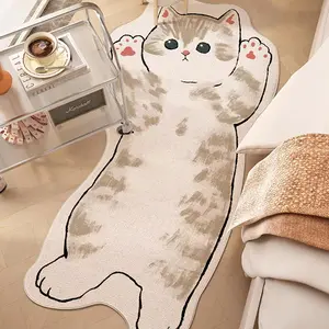 Cute Cartoon Cat Shaped Rug, 1 Count Non-slip Soft Floor Mat, Washable Decorative Carpet for Home Living Room Bedroom, Room Decor