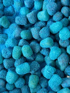 (NOT GUSHERS) - Blue Raspberry Sour Vegan Chews - Extremely Sour Candy Snack