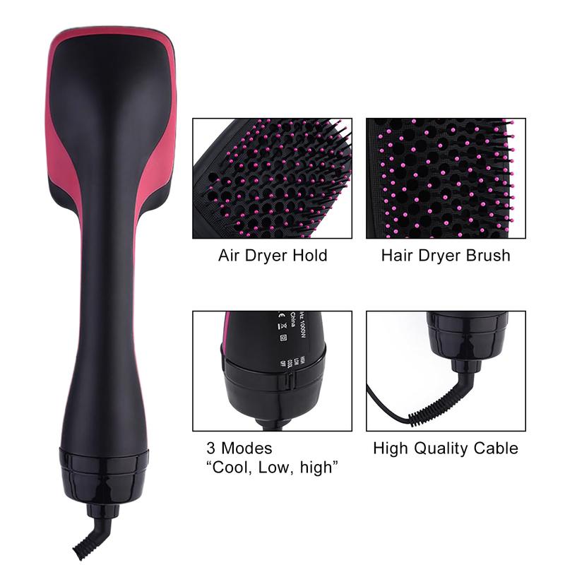 2 in 1 Hair Dryer Brush & Straightener Brush, Hair Dryer and Styler, Negative Ion Blow Dryer Brush, Hot Air Brush Detangles, Dries, Smooths, Reduce Frizz & Static