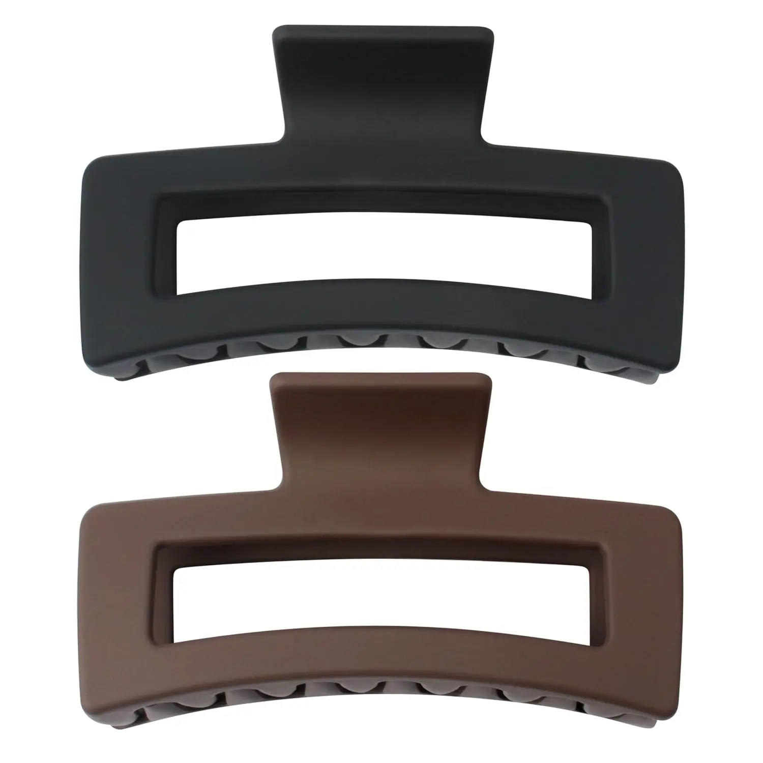 Claw Clips for Thick Hair and Long Hair, 2 Pack XXl  Claw clips,  Matte Non-slip Rectangle Hair Clips for Women, Big  Hold Jaw Clip, Black & Brown