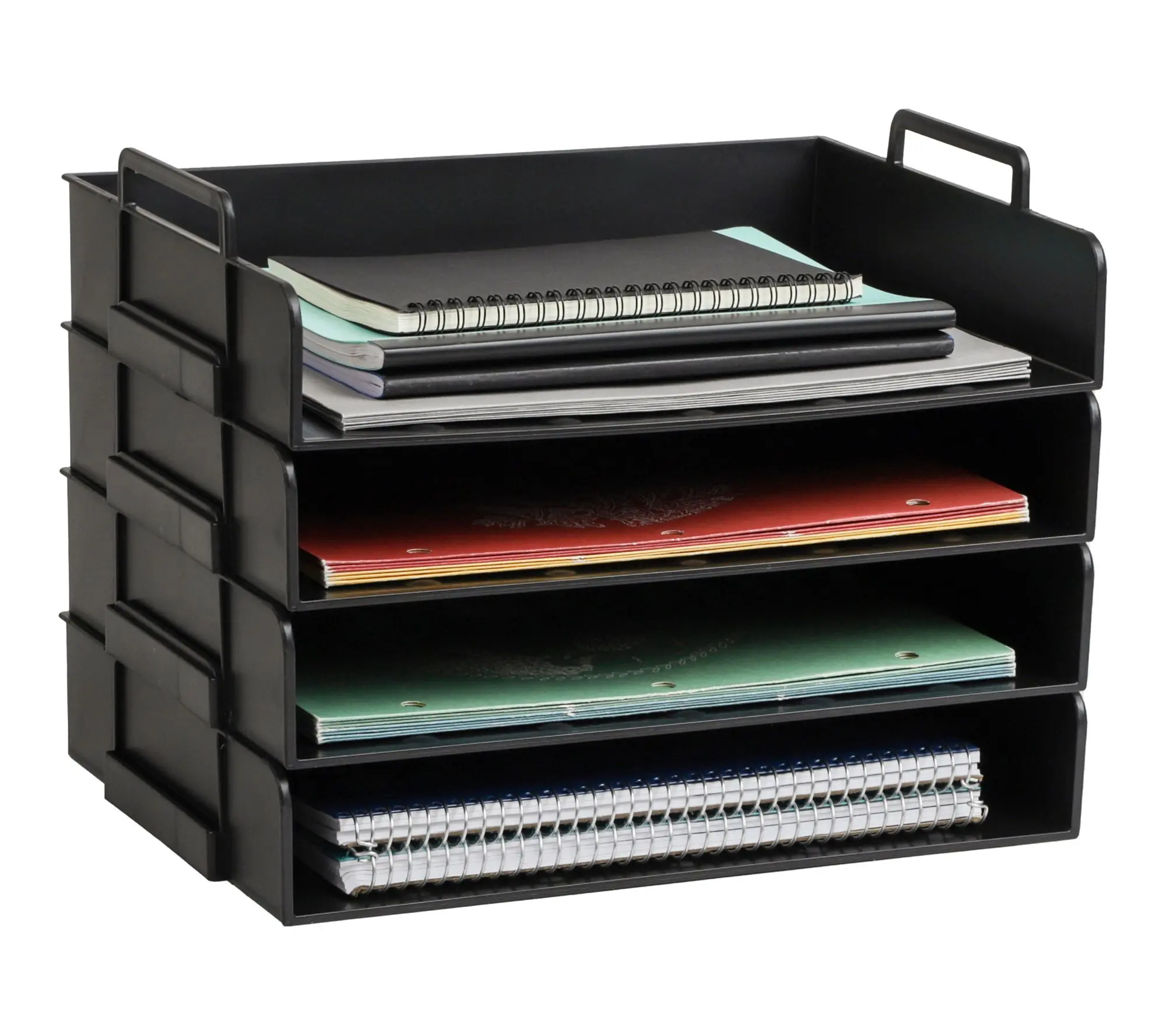 Mind Reader Stackable Paper Tray, 4 Piece, Black Mind Reader Stackable Paper Tray, 4 Piece, Black