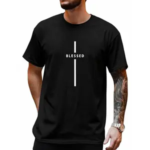100% Cotton Blessed Cross Retro Christian Jesus Christ Men Women Blessed T-Shirt