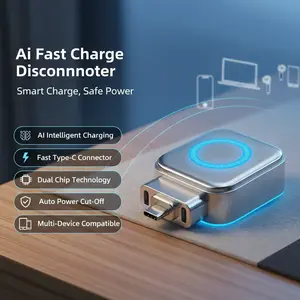 AI intelligent fast charging Type-C automatic disconnector, equipped with dual chips, automatically cuts off power when fully charged, suitable for mobile phones, tablets, laptops and headphones.