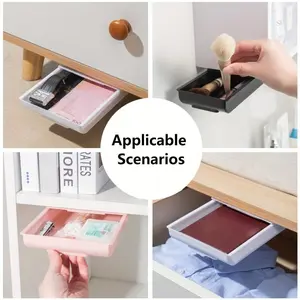 2pcs Self-Adhesive Under Desk Drawers, Hidden Storage, No Drilling, Organize Office Supplies, Minimalist Design, Durable, Easy Install