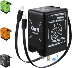 1PCS 4-in-1 GaN Compatible 120W Fast Charger with Retractable Type-C & Lightning Cable - for iPhone, iPad, Apple Watch & More - compatible portable charger smart watch iphone 15 pro max chargers charger phone Charger Plug Smartphone