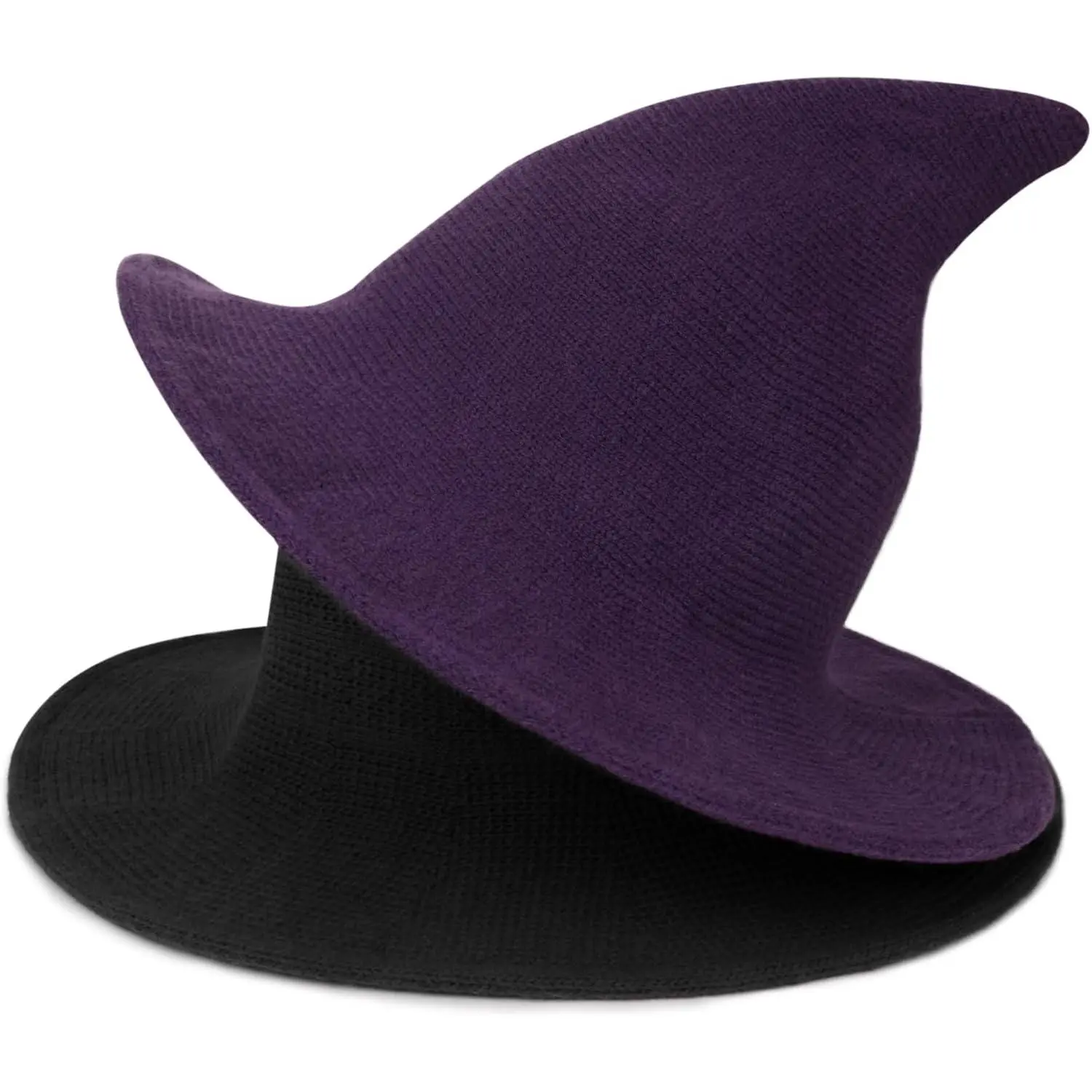 Womens  Felt  Hat Modern Halloween Costume Knitted Wizard Hat Cap 2 Pack
