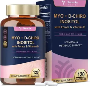 Myo-Inositol & D-Chiro Inositol Supplement Capules 3075mg, Plus Multivitamin Vitamin D3, Folate, Ideal 40:1 Ratio - Hormonal Balance for Women & Ovarian Support | Vegan, Non GMO - 120 Caps