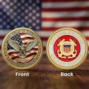 America 250th Anniversary Army Commemorative Coin, U.S. Coast Guard Military Challenge Coin 1776-2026 for Patriotism, American Eagle, Gift for Veterians, History Lovers