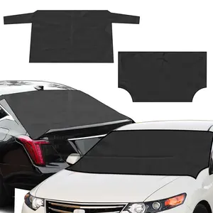 1Set Magnetic Car Windshield Cover Front Rear Car Windshield Protector Against Snow Sun Dirt Leaves Fit For All Cars Oxford Fabric Waterproof Heat-Resistant