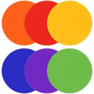 4 Inch & 9 Inch Poly Spot Markers for Gym Floor, Non-Slip Rubber Floor Dots Flat Cones, 6/12/24/60Pcs Agility Markers for Soccer, Basketball, PE , Dance & Classroom Activities