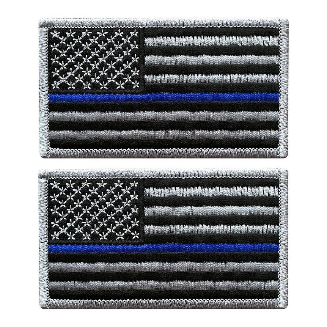 USA Flag Subdued Thin Blue Line Police Tactical Patch [2PC Bundle-3.5 X 2.0-Hook-BP7]