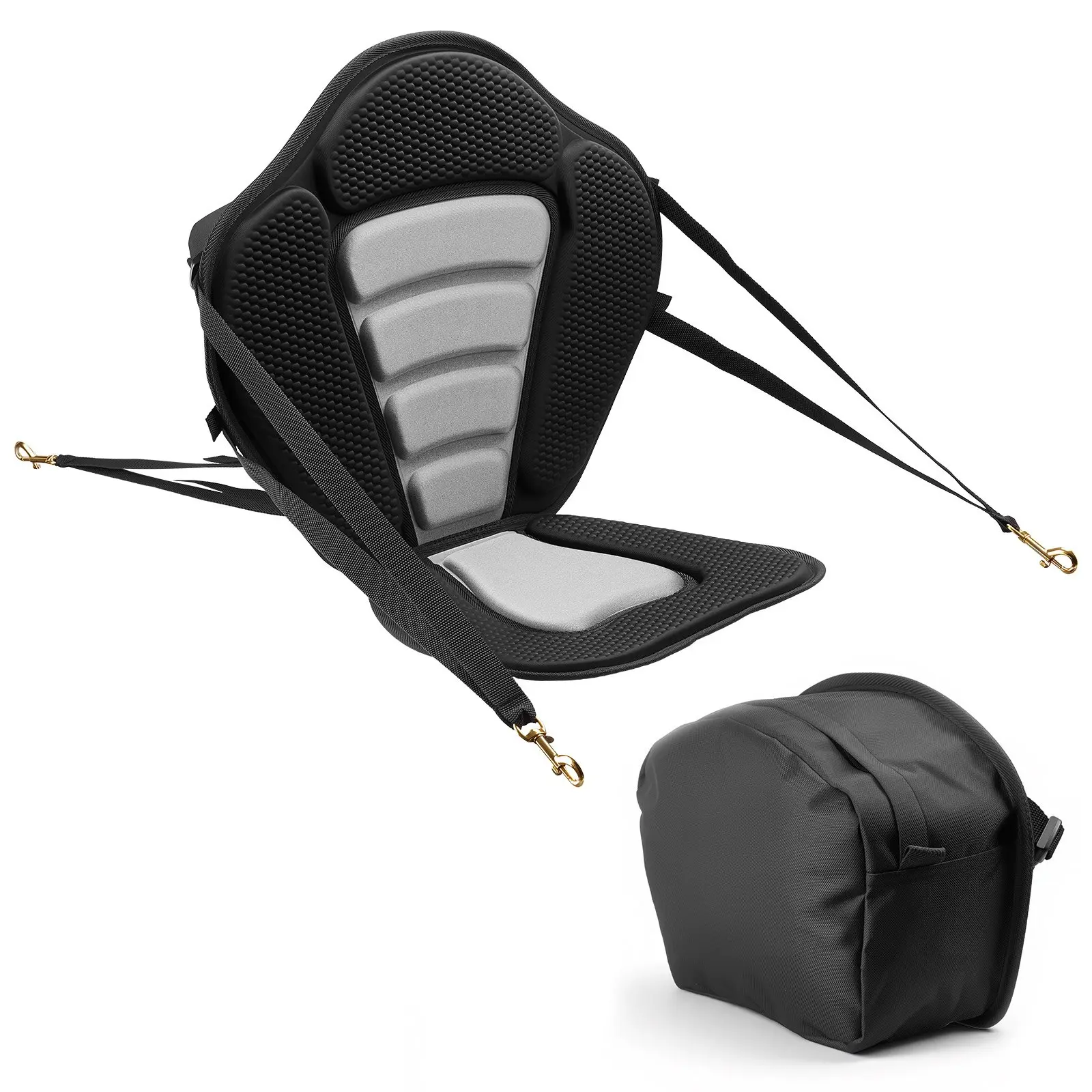 VEVOR Kayak Seat - 1 Pack, 0.5 in Thick Paddleboard Seat, Durable & Easy Maintenance Soft Padded Cushion with Back Support, Storage Bag, Adjustable Straps, Secure Fit, Easy to Carry for SUP, Canoe