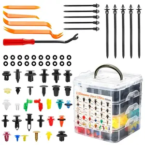 1240Pcs Car Retainer Clips & Fasteners Kit, 32 Universal Sizes Nylon Bumper Fender Rivets Door Panel Clips Plastic Rivets with Removal Tool + 10 Cable Ties, Compatible with Toyota Ford & Most Car Models