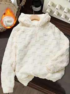 Hooded Half-Zip Jacket, Comfortable and Warm, Fleece Material, Casual and Insulated Design, Fit, Perfect for Cozy