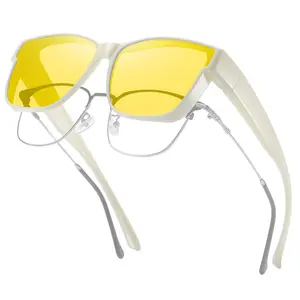 HAOLOTA Night Vision Glasses HD Polarized Yellow Tinted Anti-Glare Fit Over Prescription Glasses for Men Women TR90 Frame Wrap-Around Design Unisex Lightweight Durable
