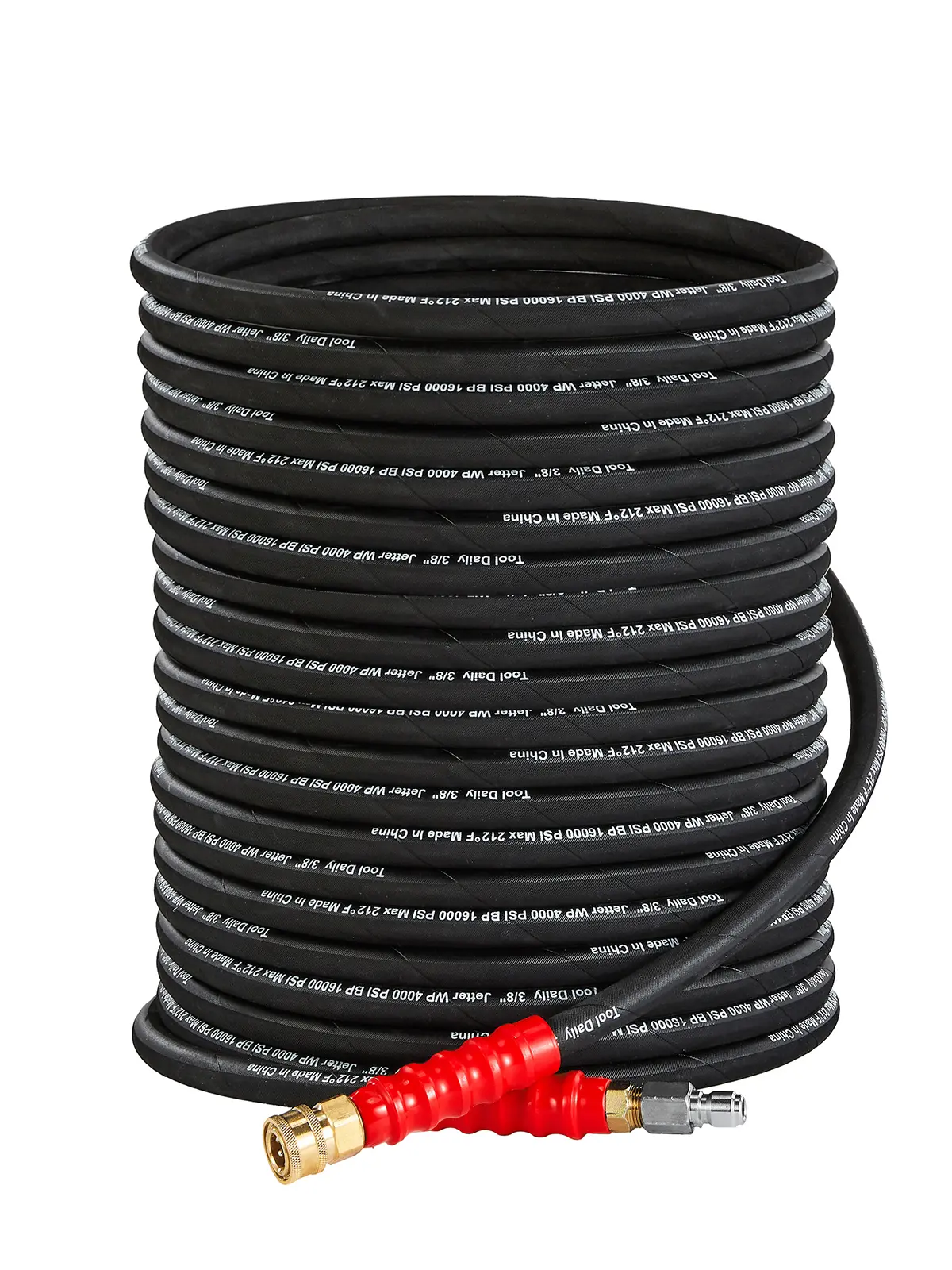 Tool Daily Heavy Duty Anti-Kink Pressure Washer Hose, 3/8 in x 50 FT, 4000 PSI High Tensile Wire Braided, Quick Connect Garden Hose Connector, for Car Washing, Driveways, Siding, Anti-Kink Tubing & Hoses