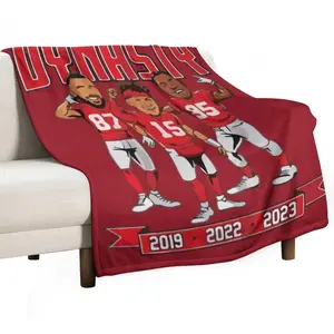 1pc Kansas City Letter Print Flannel Throw Blanket Shawl Blanket, Football Print Blanket, Ultra-Lightweight, Super-Soft, Warm And Cozy -Gift For Sports Lover Fans, Perfect For Home, Stadium, Travel And Office Cartoon Blanket Halloween and Christmas Gifts