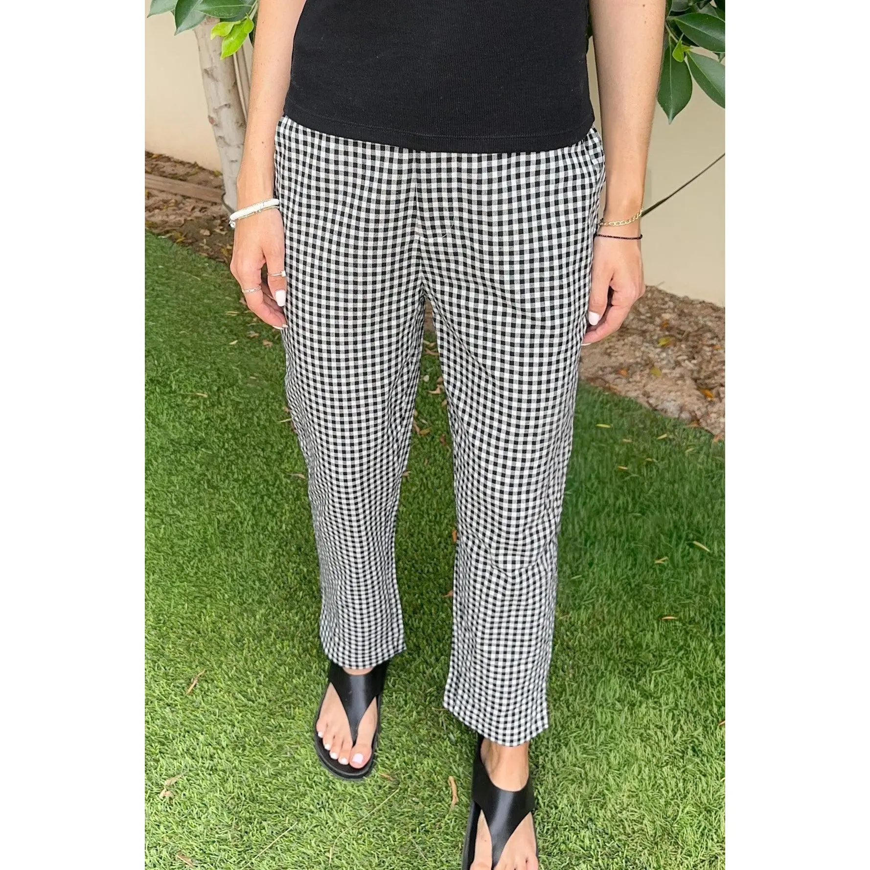 Off Duty Gingham Tapered Checkered Pants
