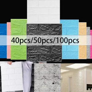 DIY Self-Adhesive 3D Brick Wall Stickers, Waterproof Xpe Foam Tile Wallpaper, 40/50/100pcs, for Bedroom Kitchen Living Room Decor