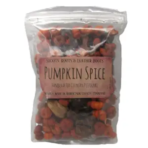 Shoots, Roots & Leather Boots Pumpkin Spice Potpourri Bowl Filler – 2 Cup Bag – Rustic Botanical Blend with Orange Putka Pods & Fall Accents – Handmade in Tennessee