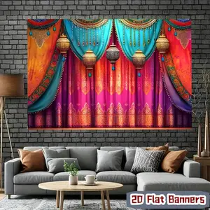 2D Flat Polyester Banners Featuring Vibrant Indian Themed Design Perfect for Various Celebrations Parties Weddings Birthdays Wedding Party Backdrop Wall Decor Banner