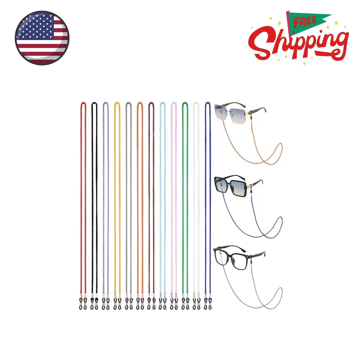 12Pcs Nylon Eyeglasses Strap Braided, Glasses Lanyard, Around Neck