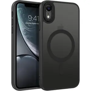 for iPhone XR Phone Case, iPhone XR Case [Compatible with Magsafe] Magnetic Translucent Matte Slim Thin Shockproof Women Men Raised Lips Protective Cases Cover for iPhone XR 6.1", Black