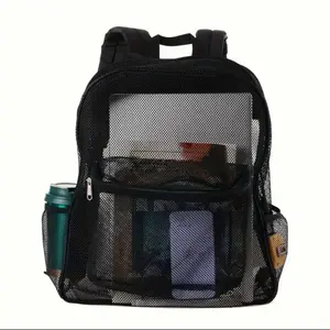 Heavy-Duty Transparent Mesh Backpack - Durable See-Through Schoolbag with Reinforced Straps for Male and Female Students - Ideal for Daily Commute, Travel, and Outdoor Activities