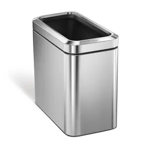 simplehuman Slim Open Top Can, 25 Liter Brushed Steel Indoor/Outdoor Lidless Trash Can