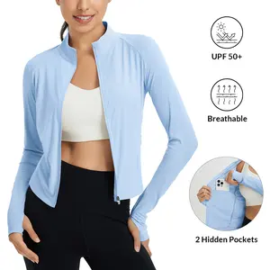 baleaf Women's UPF 50+ Sun Shirts Spring Breathable Outerwear Top Protection SPF Crop Jacket bbl Jacket UV Protection Long Sleeve Full Zip Clothing Lightweight