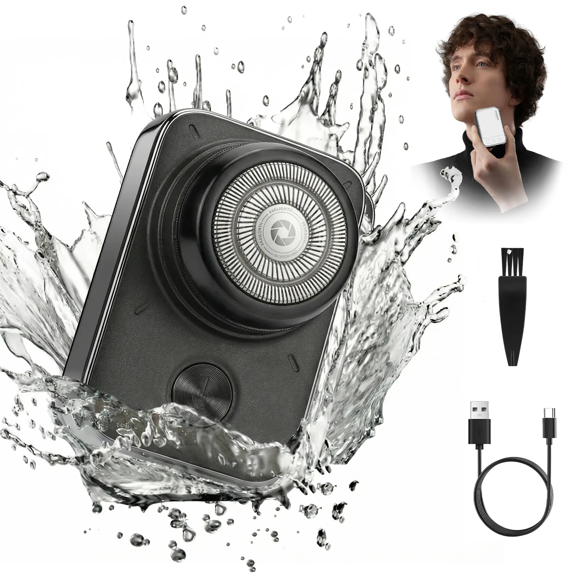 Men's Electric Foil Shaver, Wet & Dry Waterproof Mini Razor with Hypoallergenic Steel Blades, USB-C Rechargeable Cordless Trimmer for Facial Grooming & Travel, Trimmer Foil Shaver, Usb Rechargeable Shaver