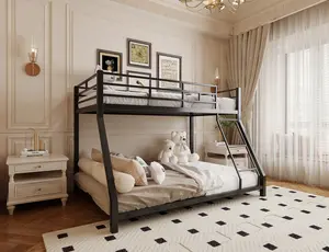 Metal Twin XL Full Bunk Bed for Kids and Adults with Stairs