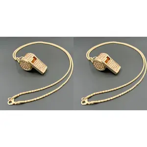 2 PCS .Double-Layer Whistle Pendant Necklace, Hip Hop Twisted Rope Chain, 3D Stylish Street Jewelry for Coaches Referees Teachers Training