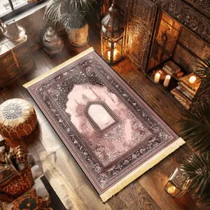 1pc Islamic Prayer Mat Compatible for Muslim Prayer Rugs - Non-Slip Foldable Machine-Washable with Tassels, Soft Rectangular Prayer Suitable for Home, Doorway, Living Room