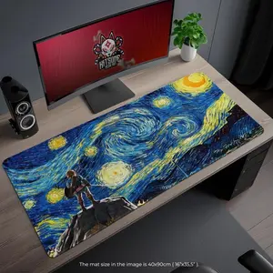 Zelda Starry Night Desk Mat, Link Mouse Pad, Artistic Gaming Setup