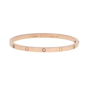 Pre-owned Cartier Small Diamond Love Bracelet Size 15